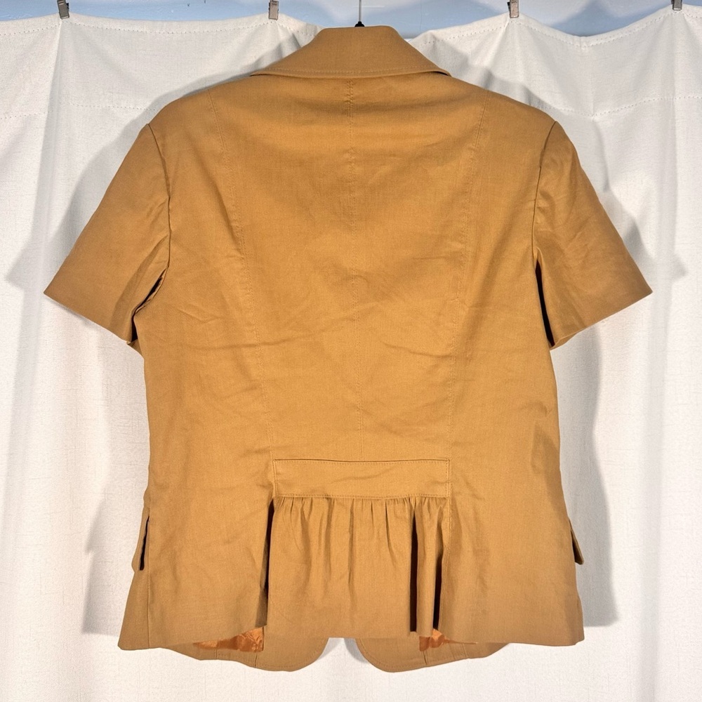 Lena Gabrielle Linen Blend Camel Short Sleeve Blazer Jacket - Picture 2 of 7